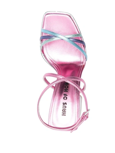 Shop Haus Of Honey Wannabe Mirror Leather Sandals In Silver