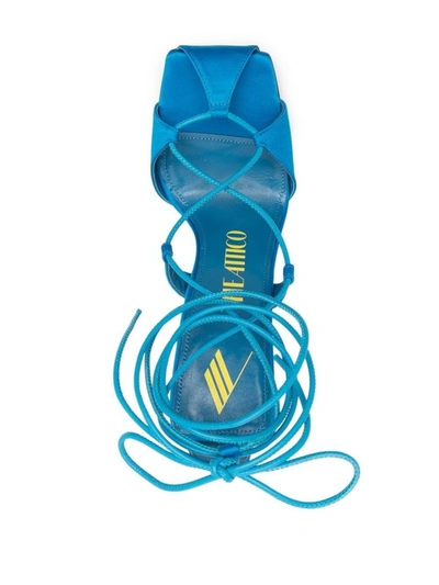 Shop Attico The  Adele Satin Lace-up Sandals In Clear Blue