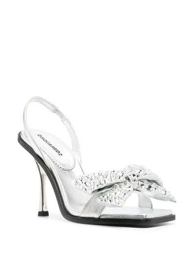 Shop Dsquared2 Rhinestone Details Heel Sandals In Silver