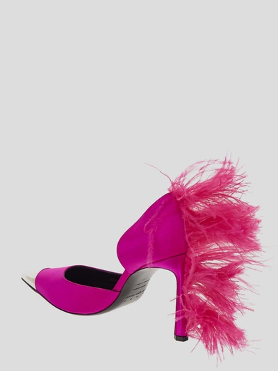 Shop Area X Sergio Rossi Feather Embellished Pumps In Dragonfruit