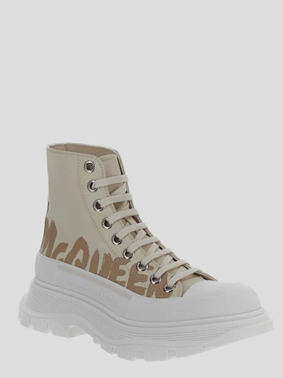Shop Alexander Mcqueen Boots In <p> Boot In Cream Polyestetr And White Rubber With Beige Logo