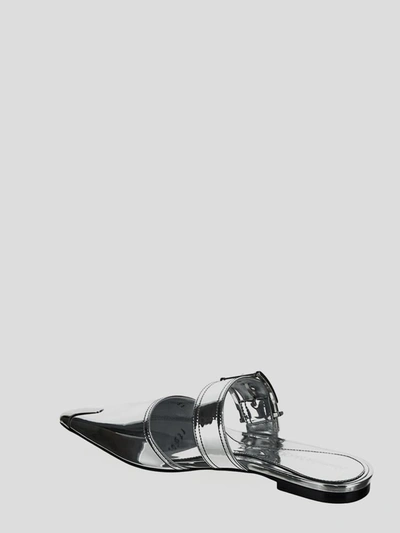 Alexander Mcqueen Mirror Pointed Open Back Sandals In Metallic
