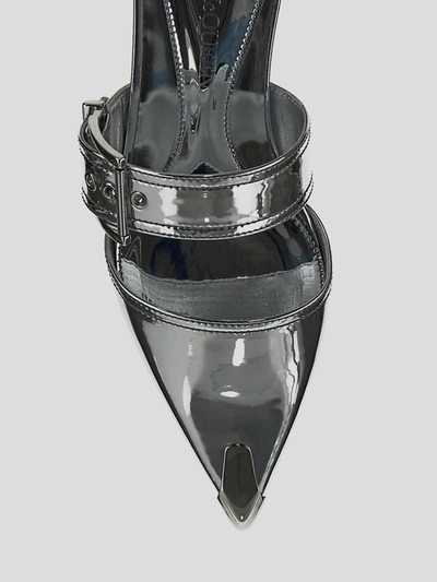 Alexander Mcqueen Mirror Pointed Open Back Sandals In Metallic