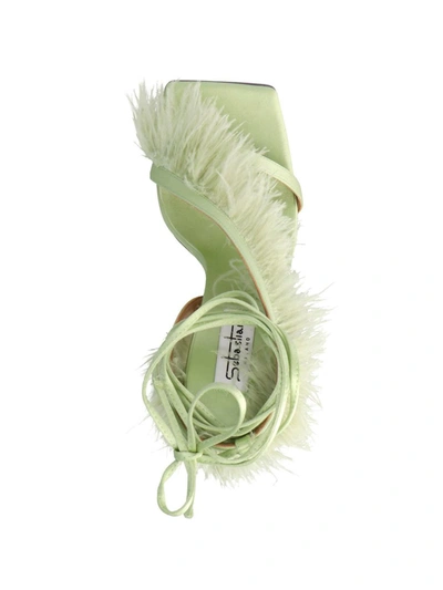Shop Sebastian 'feather Wrap' Sandals In Green