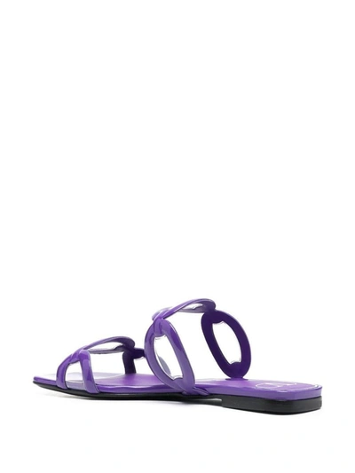 Valentino Square Toe Slip-on Sliders In Purple