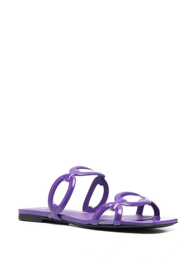 Shop Valentino Garavani Chain 1967 Leather Sandals In Purple