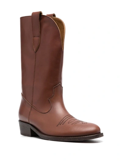 Shop Via Roma 15 Western-style Leather Boots In Brown