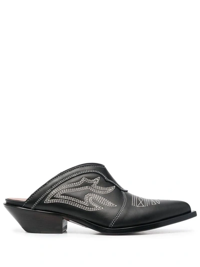 Shop Sonora Tulum Leather Cowboy Mules In Black
