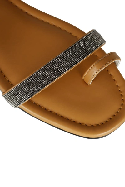Shop Fabiana Filippi Flat Sandal In Leather In Light Brown