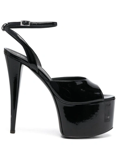 Shop Giuseppe Zanotti Black Patent Finish Aida Platform Sandals In Polyurethane Woman
