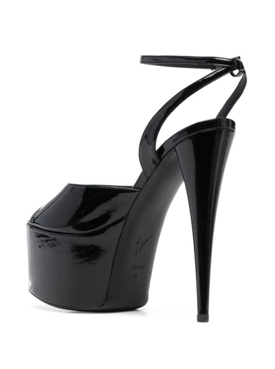Shop Giuseppe Zanotti Black Patent Finish Aida Platform Sandals In Polyurethane Woman