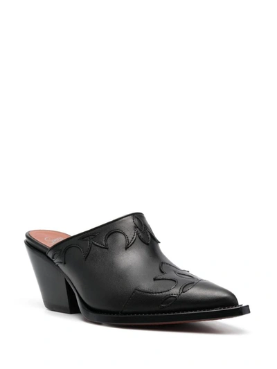 Shop Sonora Rosedale Leather Cowboy Mules In Black