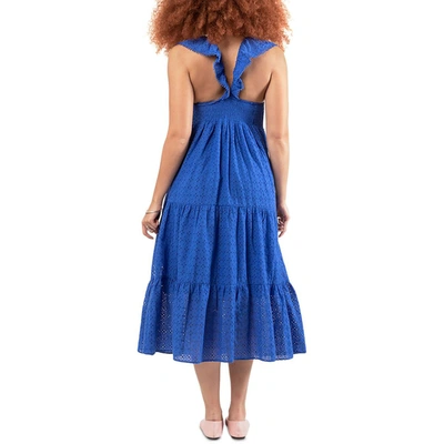 Shop Black Tape Womens Eyelet Long Midi Dress In Blue