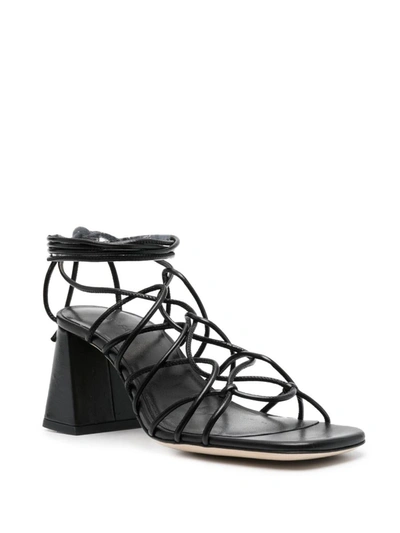 Shop By Far Alexander Nappa Leather Sandals In Black