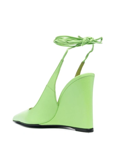 By Far Pre Vaughn Leather Wedge Pumps In Green