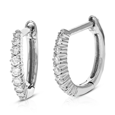 Shop Vir Jewels 1/4 Cttw 18 Stones Round Lab Grown Diamond Hoop Earrings 14k White Gold Prong Set 1/2 Inch In Silver