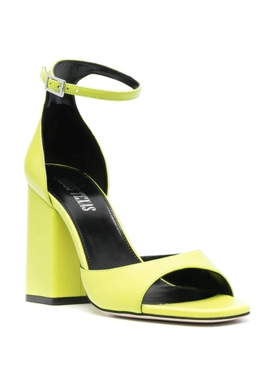 Shop Paris Texas Fiona Leather Heel Sandals In Green