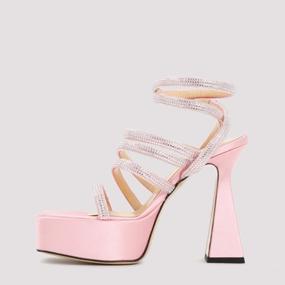 Shop Mach & Mach Satin Platform Sandals Shoes In Pink &amp; Purple