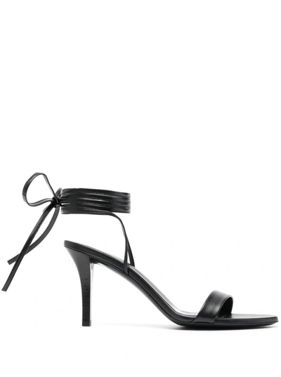 Shop The Row 'maud' Black Sandals With Self-tie Laces In Leather Woman