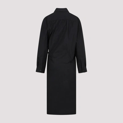 Shop Lemaire Straight Collar Twisted Dress In Black
