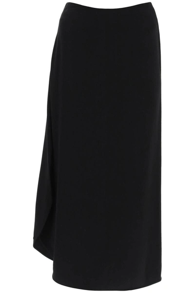 Shop Totême Toteme Asymmetric Skirt With Slit In Black