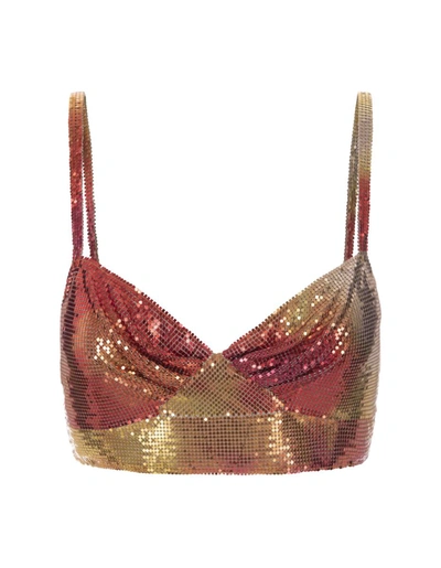 Shop Rabanne Paco  Shaded Mesh Crop Top In Multicolour