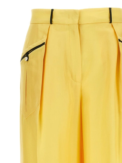 Shop Bally Contrast Piping Pants In Yellow