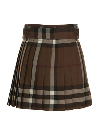Shop Burberry 'micaela' Skirt In Brown