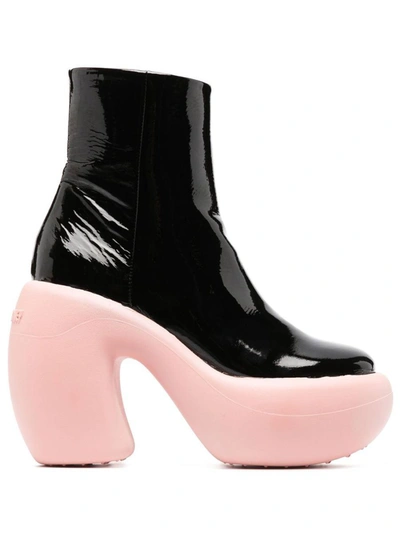 Shop Haus Of Honey Leather Platform Ankle Boots In Black