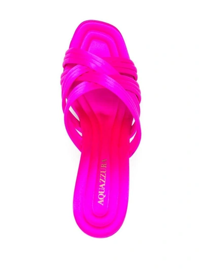 Shop Aquazzura Oahu Sandal 95 Shoes In Pink &amp; Purple