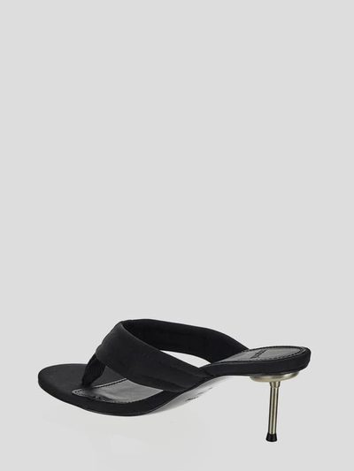 Shop Coperni Branded Thong Sandal In <p> Branded Thong Sandal In Black Polyamide With Low Heel