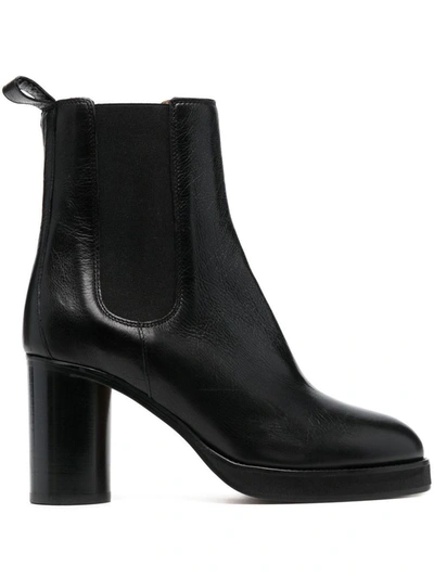 Isabel Marant Black Black Lalix Leather Ankle Boots In Black