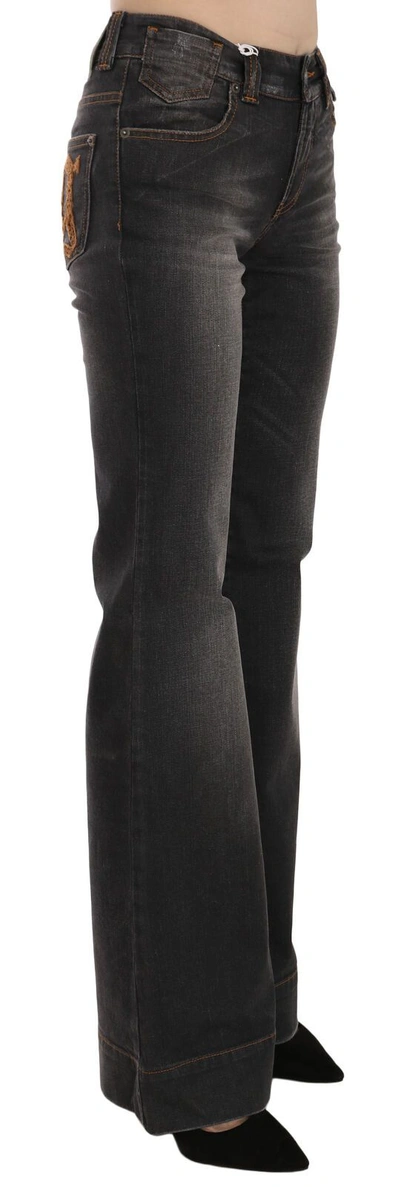 Shop Dolce & Gabbana Black Washed Mid Waist Flared Denim Casual Women's Jeans