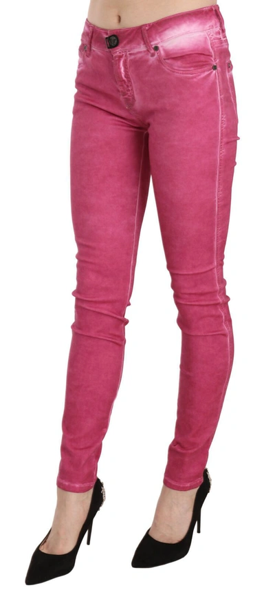 Shop Dolce & Gabbana Pink Velvet Mid Waist Skinny Trouser Women's Pants