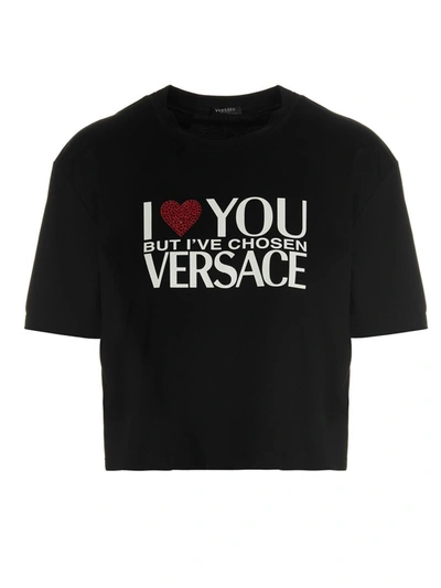 Shop Versace 'i Love You' T-shirt In Black