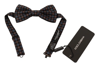 Shop Dolce & Gabbana Black Patterned Silk Adjustable Neck Papillon Bow Men's Tie