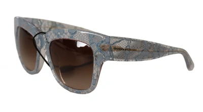 Shop Dolce & Gabbana Blue Lace Acetate Rectangle Shades Women's Sunglasses