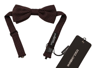 Shop Dolce & Gabbana Brown Dotted Silk Adjustable Neck Papillon Bow Men's Tie