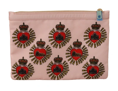 Shop Dolce & Gabbana Clutch Pink D&amp;g Logo Devotion Heart Nylon Pouch Women's Wallet