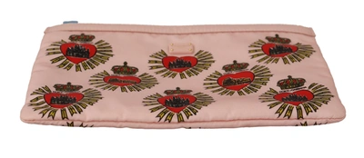 Shop Dolce & Gabbana Clutch Pink D&amp;g Logo Devotion Heart Nylon Pouch Women's Wallet