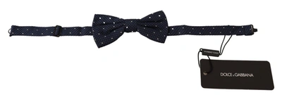 Shop Dolce & Gabbana Dark Blue Patterned Adjustable Neck Papillon Bow Men's Tie