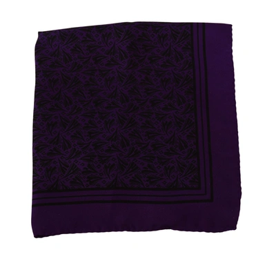 Shop Dolce & Gabbana Purple Patterned Square Handkerchief Men's Scarf