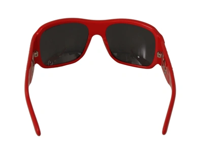 Shop Dolce & Gabbana Red Plastic Swarovski Stones Gray Lens Women's Sunglasses