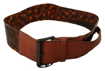 Shop Ermanno Scervino Dark Brown Leather Buckle Waist Women's Belt