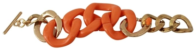 Shop Ermanno Scervino Gold Orange Chain Wide Brass Plastic Women's Bracelet