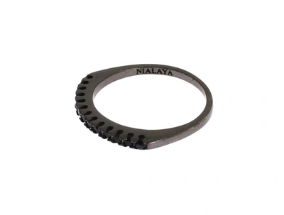 Shop Nialaya Black Cz Rhodium 925 Silver Womens Ring