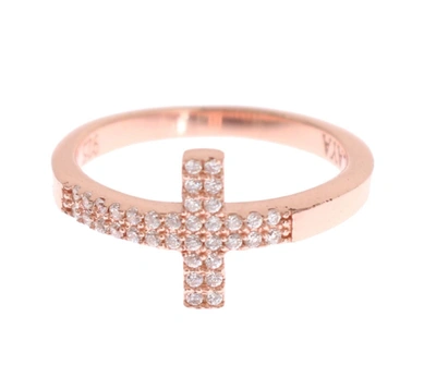 Shop Nialaya Pink Gold 925 Silver Womens Cross Cz Ring