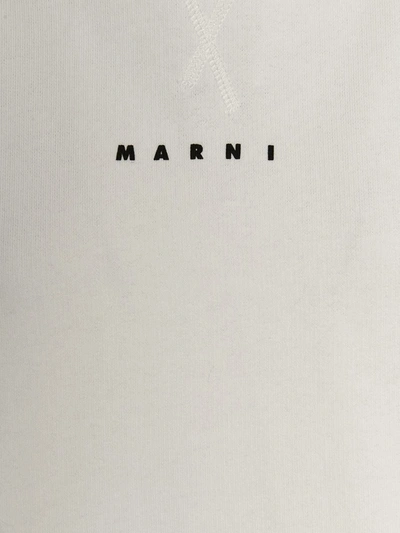 Shop Marni Logo Hoodie In White