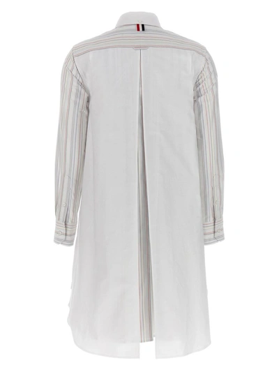 Shop Thom Browne Striped Shirt Dress In Multicolor