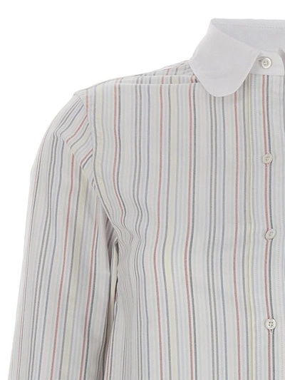 Shop Thom Browne Striped Shirt Dress In Multicolor